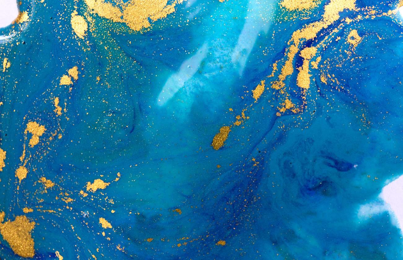 Marbled Blue and Gold Paint