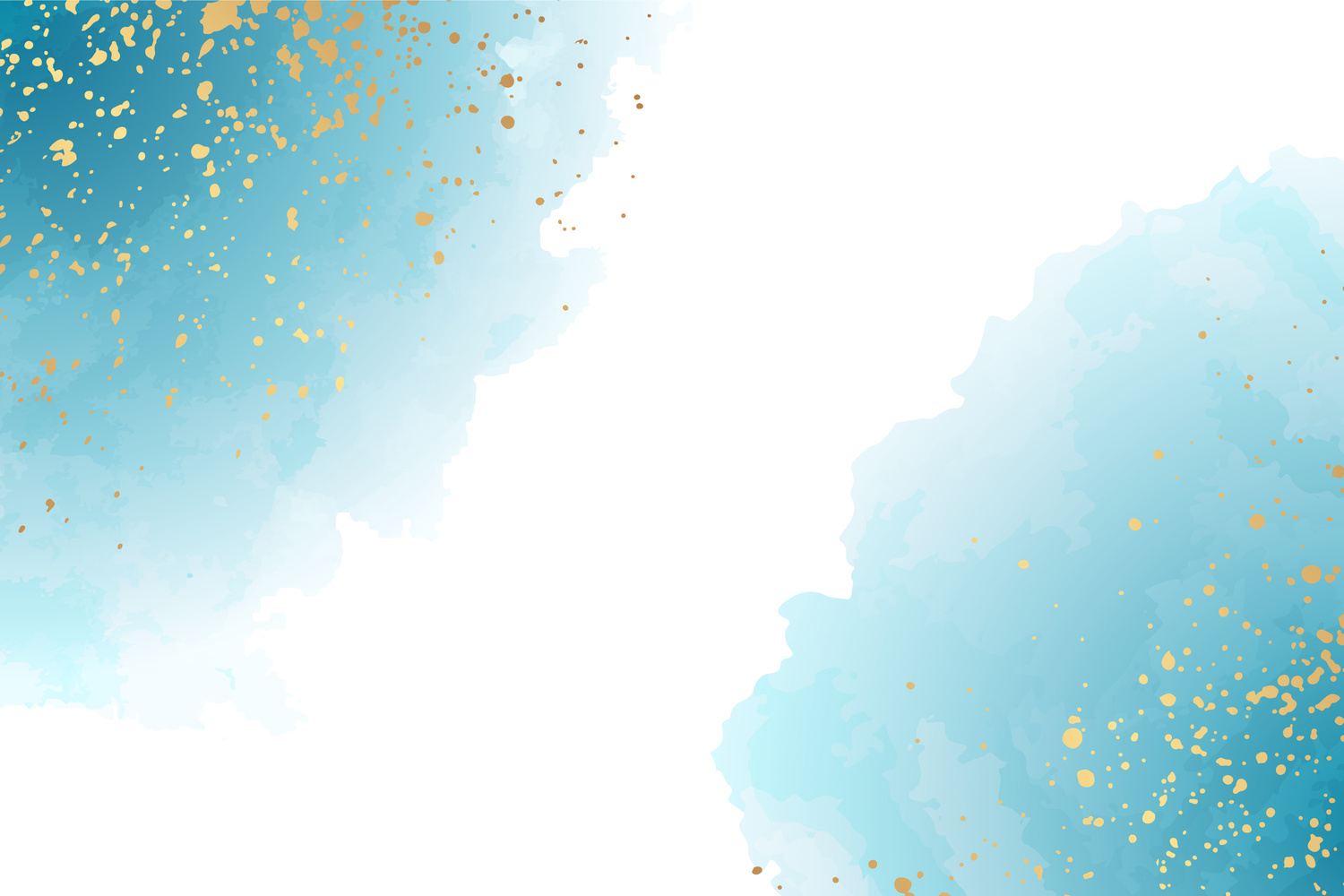 Blue Watercolor Stain with Gold Paint Splatter Background